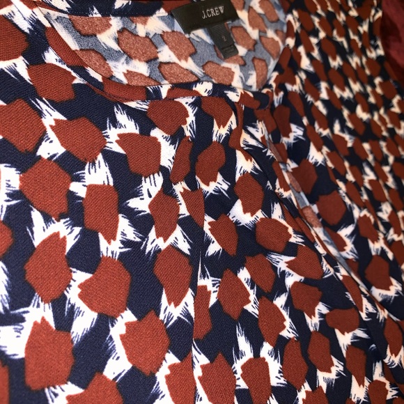 J Crew Burgundy Pattern Ruffle Viscose Blouse - Picture 5 of 8